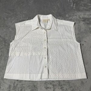 Reistor Embroidered Button Sleeveless‎ Panel Top Size XS Boho $105 MSRP